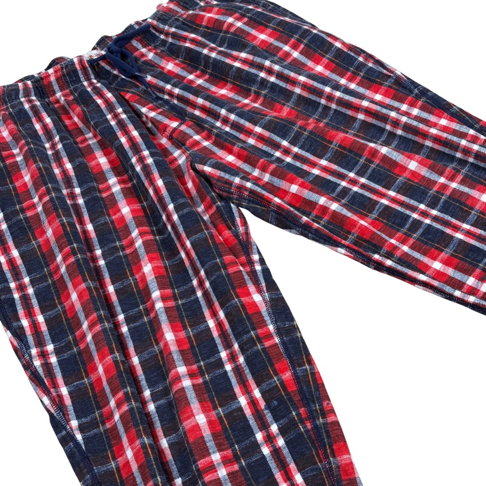 J Crew Oarsman Pajama Pants Mens L Red Plaid Sleepwear Lounge Prep Cozy FLAWED